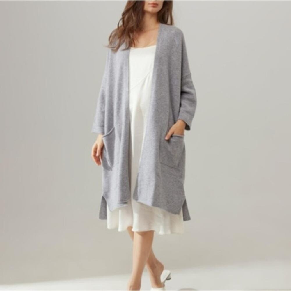 NAP Duffle Long Cardigan Sweater Gray Small S